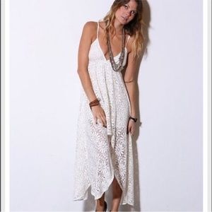 Jen’s Pirate Booty French Lace Ballet Hem Cream Dress Silk Lined Size XS EUC